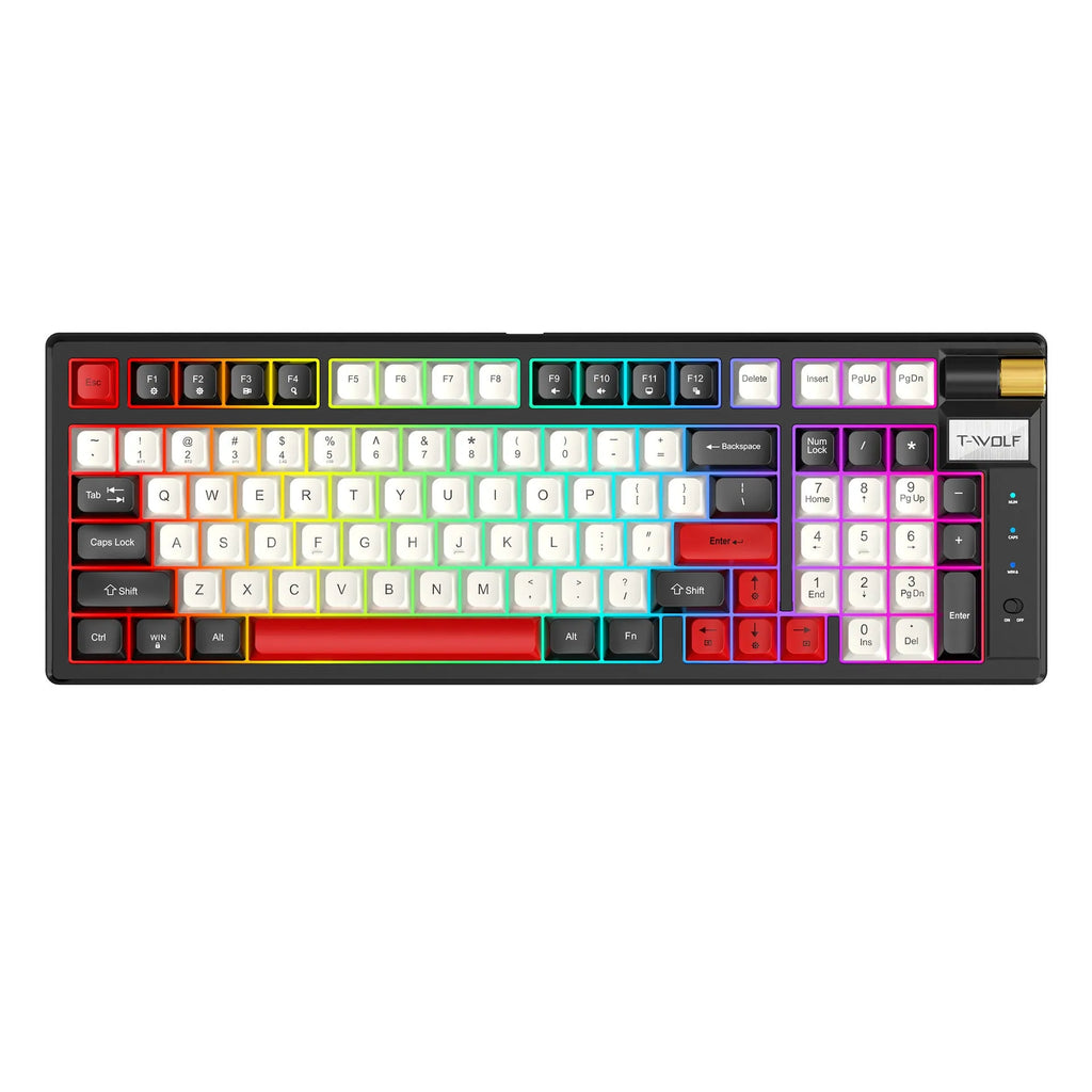 Bluetooth wireless mechanical gaming keyboard in black and red colour with USB receiver