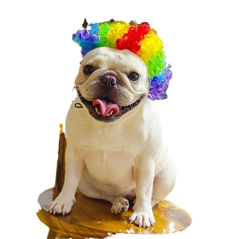 Adjustable pet wig sheath headdress in nylon fibre with 30-60cm fit range