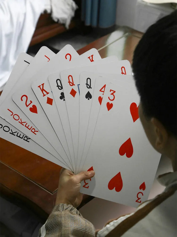 Oversized playing cards showing four, six, and nine times size options compared to standard cards