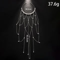 Gold electroplated mesh hair chain with pearl and tassel elements for women, adjustable length