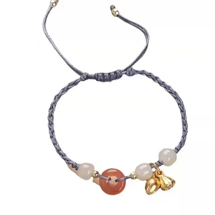 Hetian Jade Peace Buckle Two Shihuan Bracelet with constellation design on jade beads