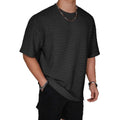 Men's slim-fit T-shirt in solid colour with loose hollow design, made from polyester fabric