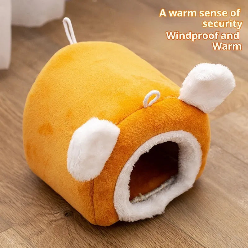 Small cloth hamster nest bed in orange or grey, available in 12x12x12cm and 15x15x15cm sizes