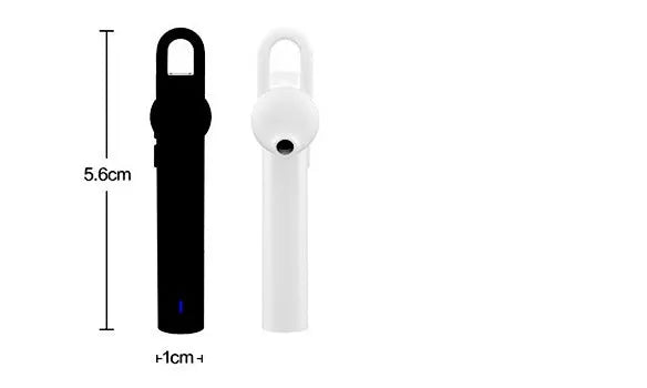 Compact black wireless Bluetooth headset showing 5.6cm length
