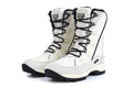 Women's mid-calf thermal snow boots in black with genuine leather upper and rubber sole for winter outdoor use