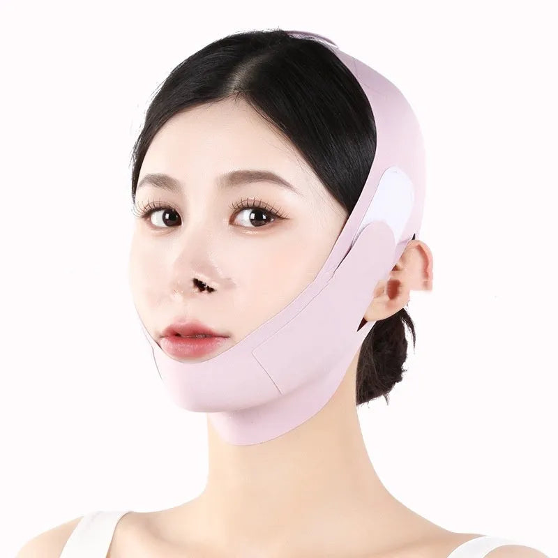 Green and purple lightweight V face shaping mask for facial lifting and tightening.