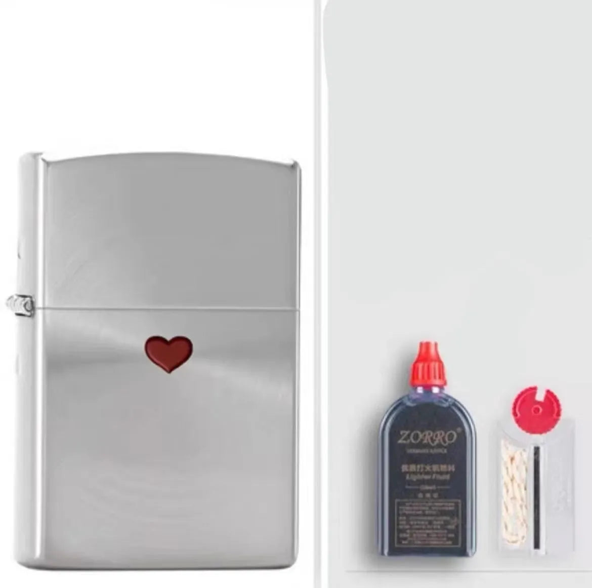 Windproof kerosene lighter with pure copper case measuring 58x39x13mm