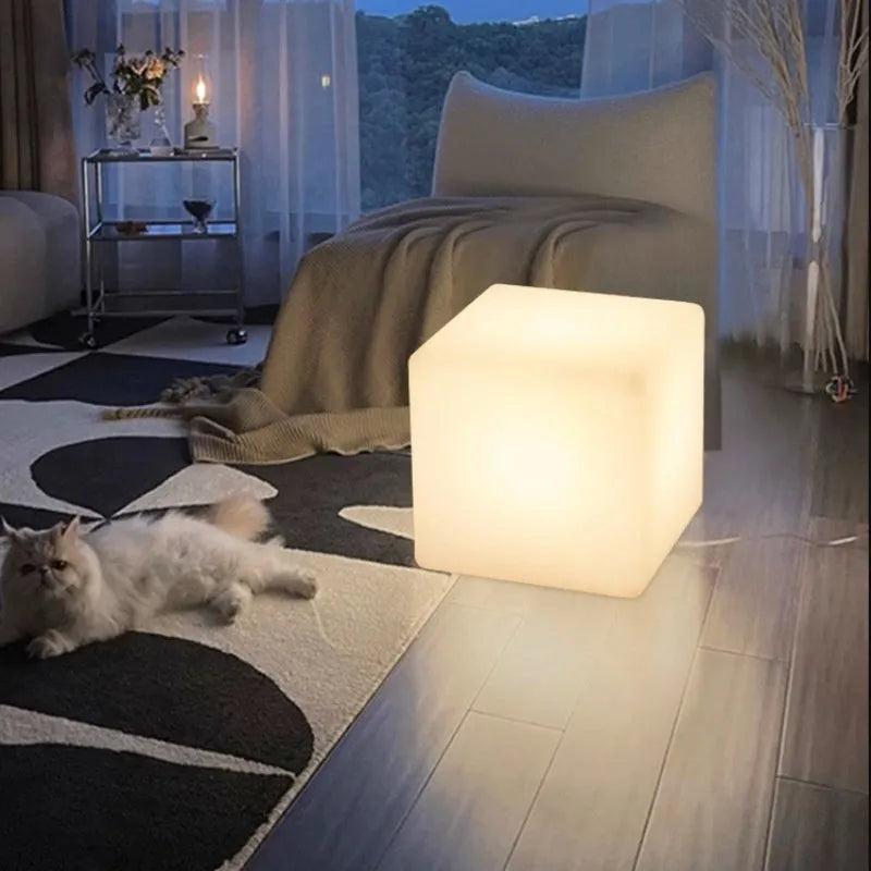 Square LED cube light in outdoor setting with IP65 waterproof rating and modern design