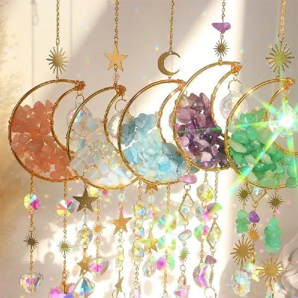 K9 crystal car pendant with 420mm length and 100mm moon shape in five colour options