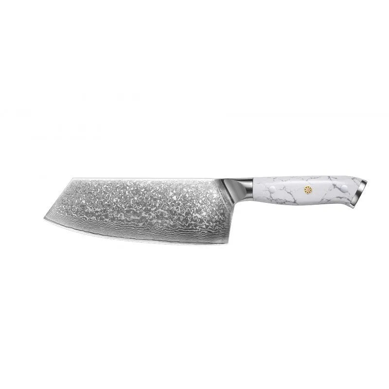 Damascus Special Household Combined Chef's Knife with 21cm VG10 steel blade and 11cm handle on a cutting board