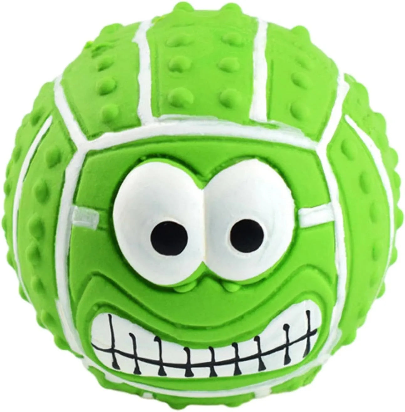 Green orange yellow latex smile face dog balls with squeaker for small medium pets