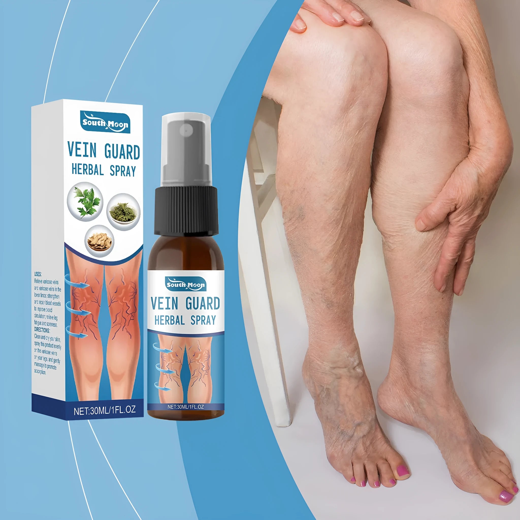 30 ml bottle of Gentle Herbal Body Care Spray with a spray nozzle.