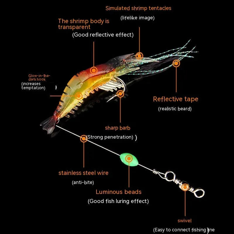 Luer soft fishing lure with pre-attached hook in selected colour from six available patterns
