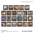 Mountain and Sea Sunshine decorative sticker collection showing six colour variations in 44mm square format
