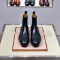 High-top leather business casual shoes with cowhide upper and leather sole in black and black-orange style options