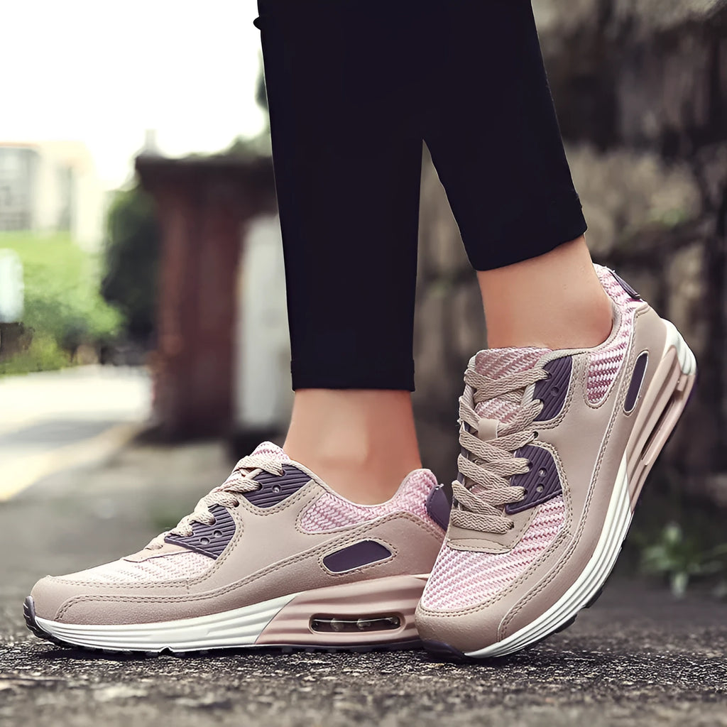 Women's beige orange casual shoes with a 3.5cm low heel on a plain background.