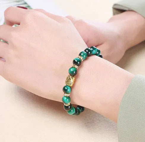 6cm alloy bracelet with natural stone elements in volcanic, tiger eye, or pine wood variations