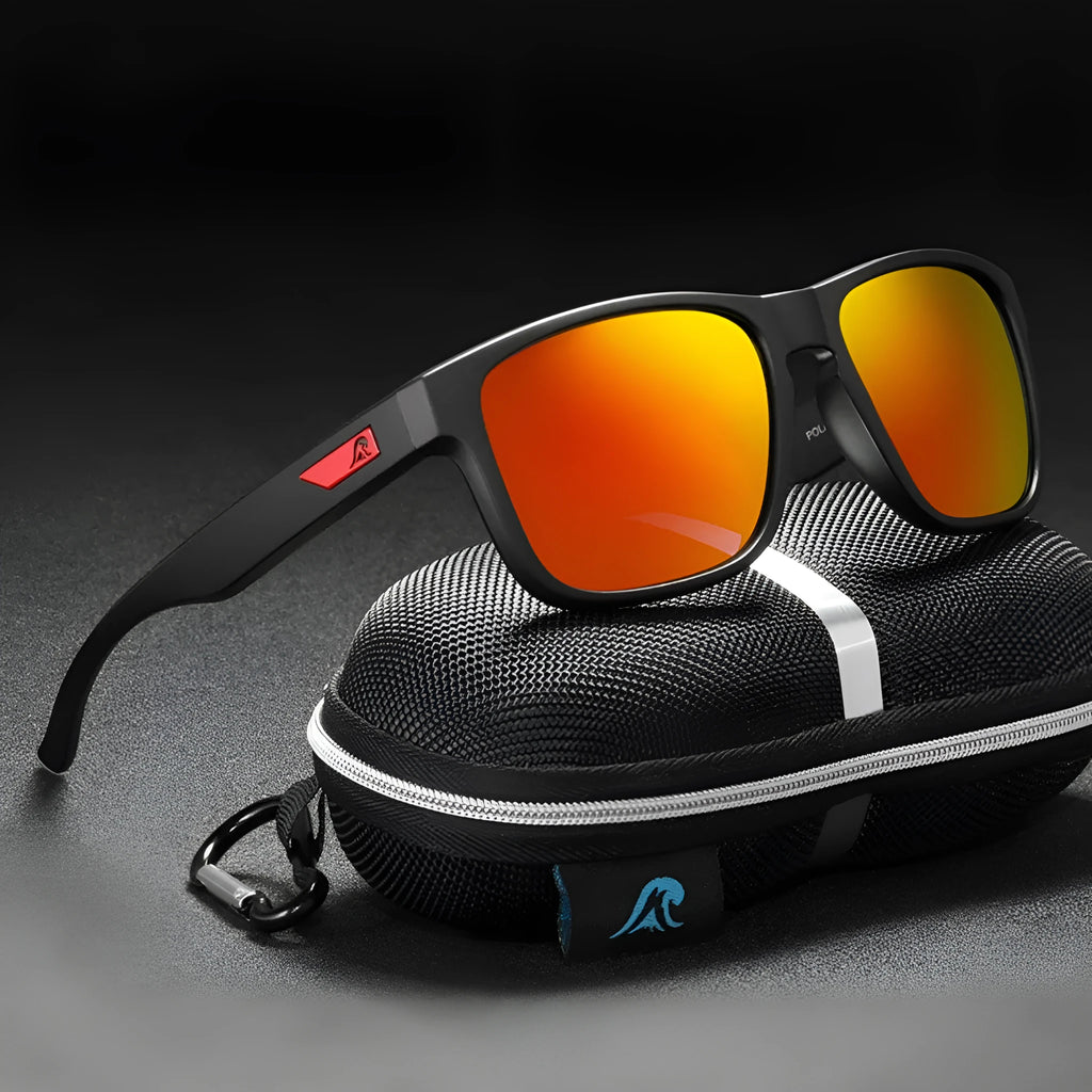 Men's polarised sunglasses with TAC lenses and plastic frame in multiple colour options for outdoor sun protection