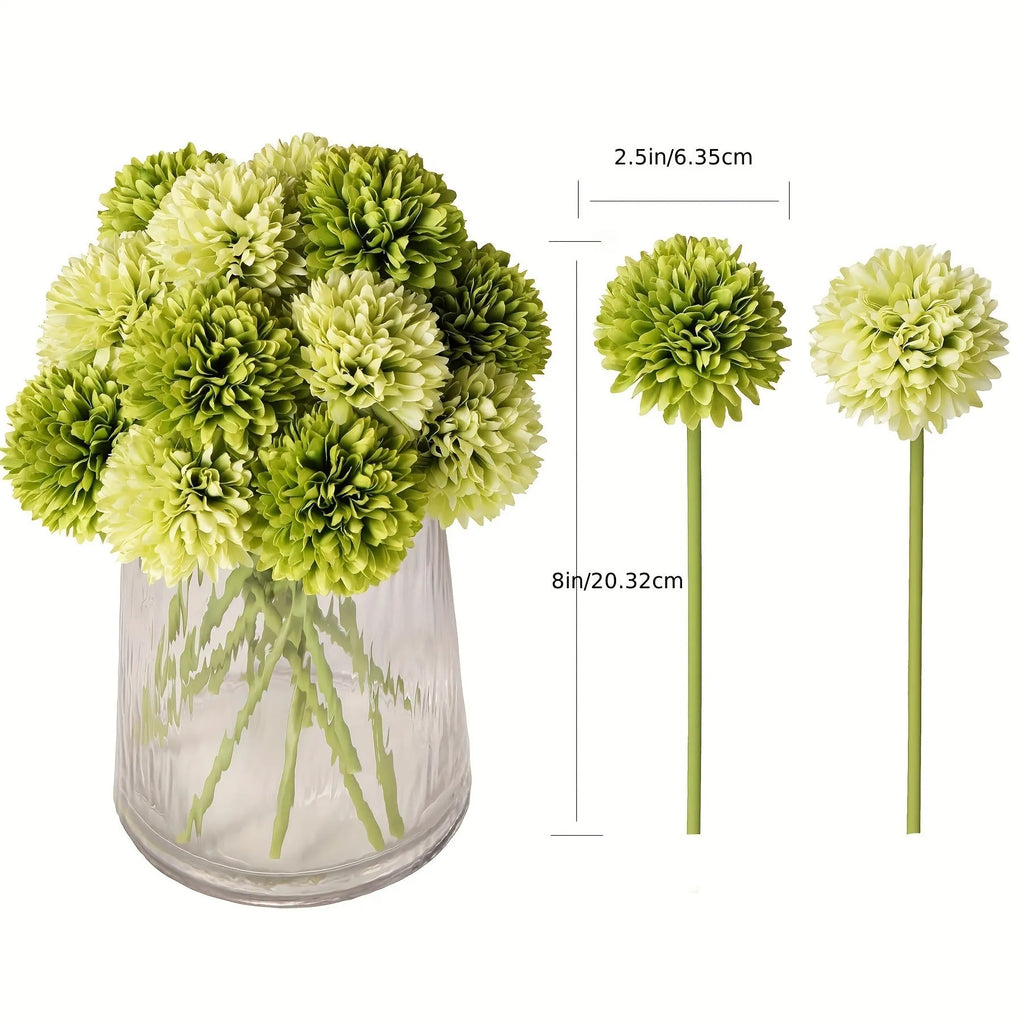 Green artificial silk flower desktop decoration measuring 20x6x5cm with dark and light green tones