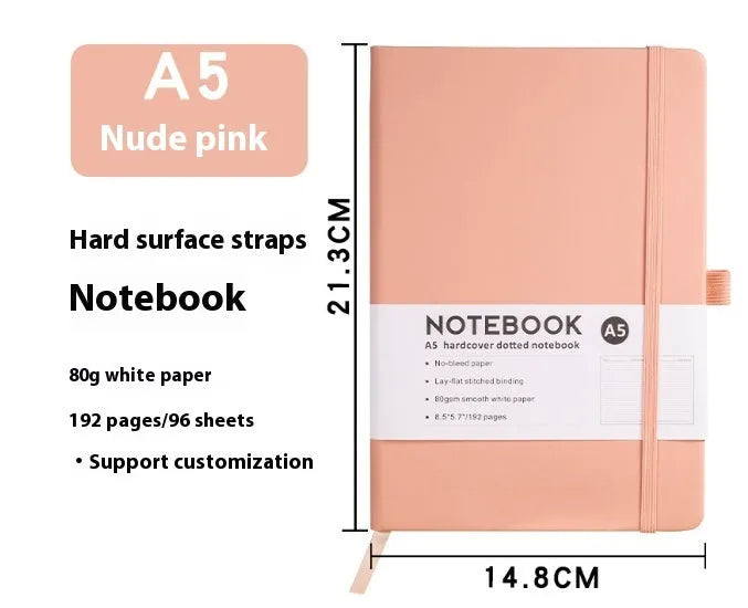 A5 PU leather strap diary with horizontal line pages in various colours including Marble Black and Skin Feeling Cyan