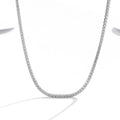 Women's sterling silver necklace with round diamond-cut stone on 925 silver chain