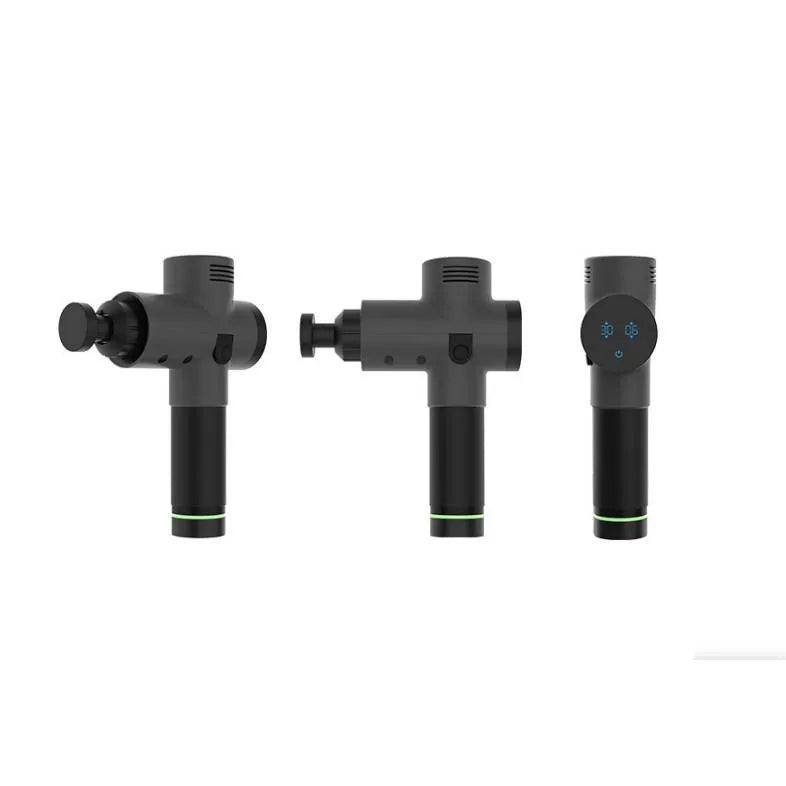 Muscle relaxation massager gun with five interchangeable heads, six frequency gears, and rechargeable battery, 25.2x24cm