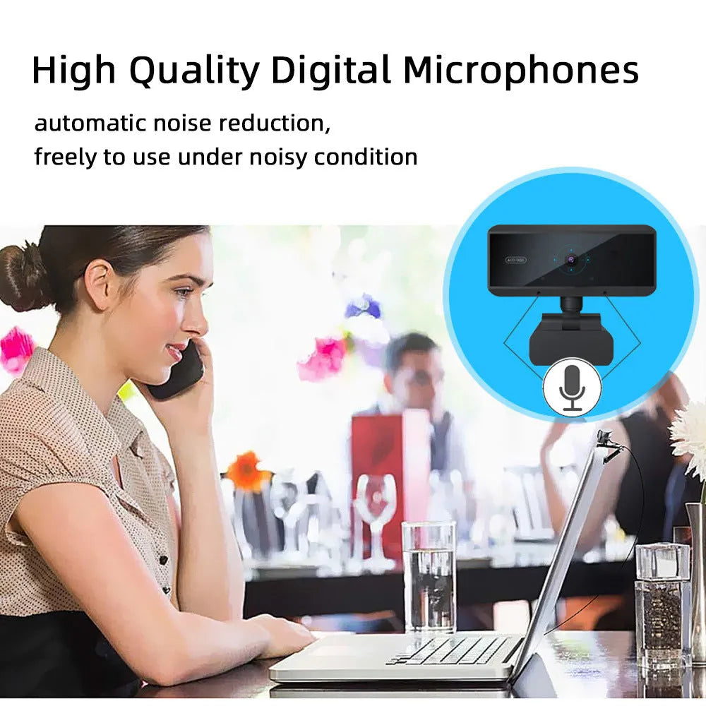 Black USB 2.0 computer video camera with 5MP CMOS sensor, autofocus, 2592x1944 max resolution, 1.7m cable, for Windows desktops.