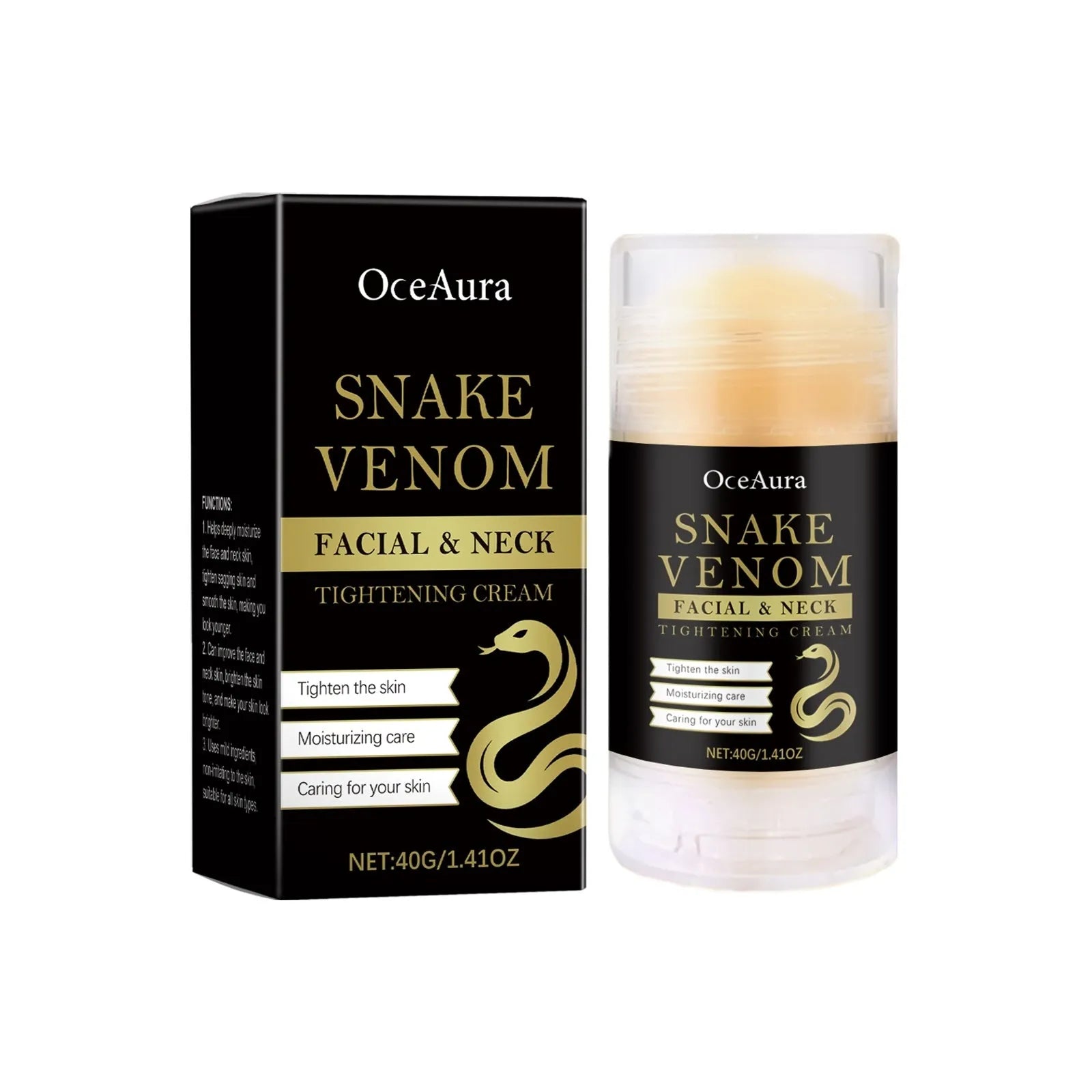 40g tightening cream jar with synthetic snake venom-like peptide and vitamins C and E for skin firmness