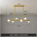 Modern minimalist glass bubble ball chandelier with iron frame, black or gold finish, for restaurant or kitchen