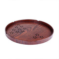 Wooden 30cm diameter plate with hollow cherry blossom design for fruit and dessert serving