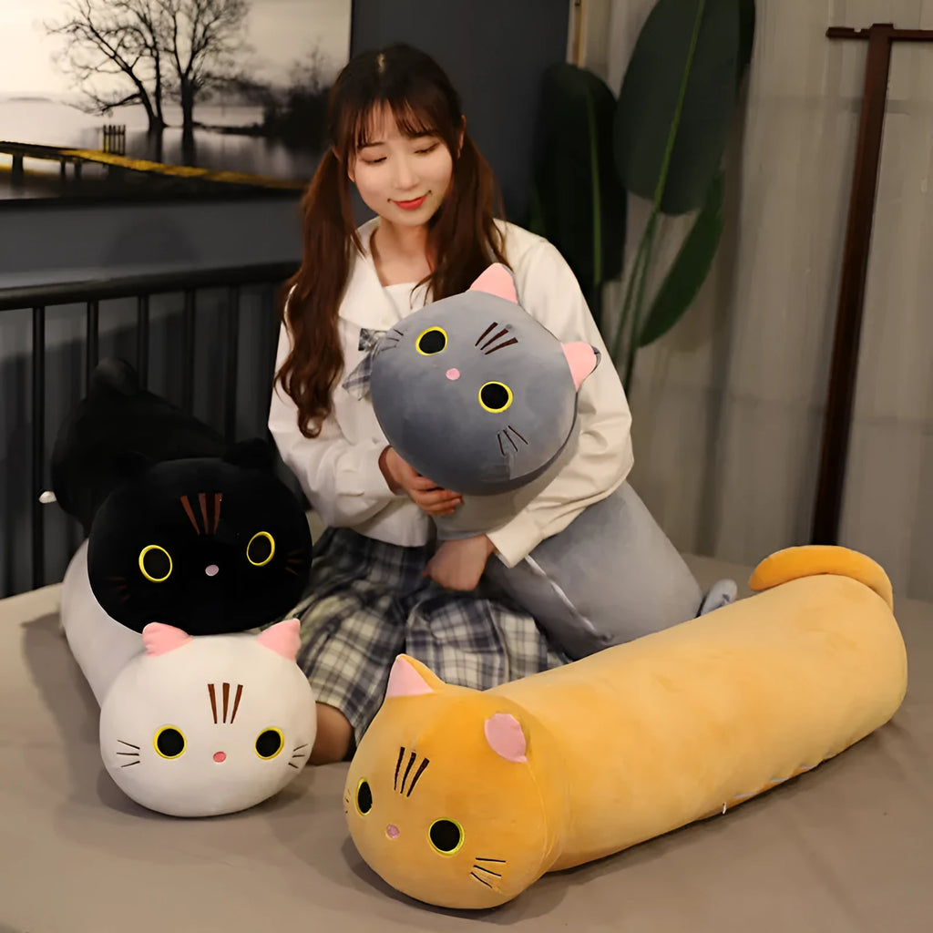 Large cartoon cat plush toy stuffed doll in super soft crystal plush fabric
