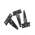 Fixed light T-shaped iron hinge for wooden doors showing straight arm design and mounting points