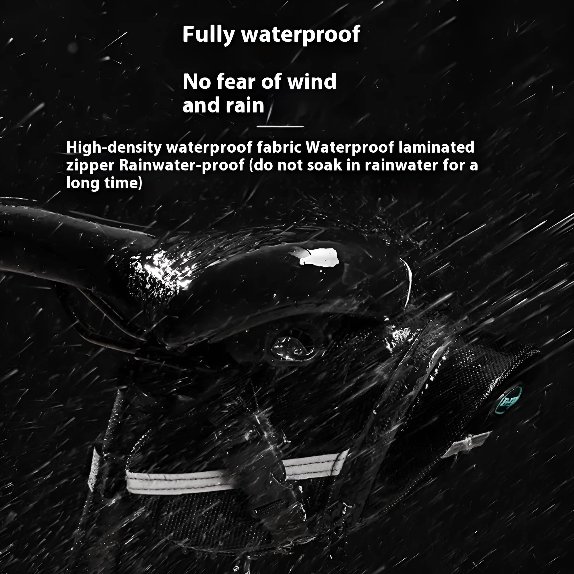 Black cycling quick release saddle bag with polyester construction mounted under bicycle saddle