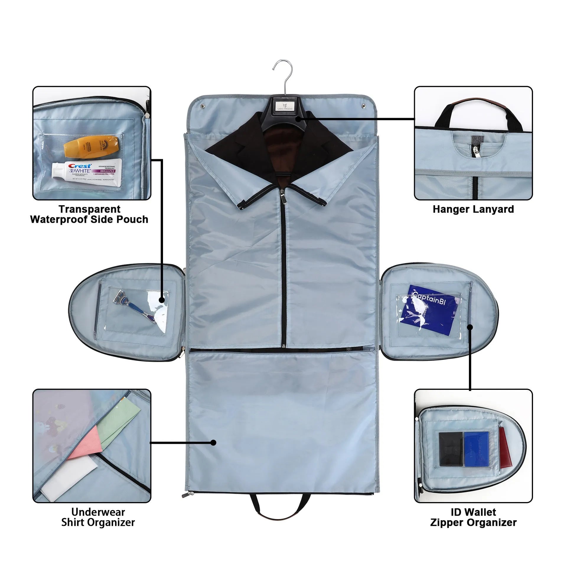 Folding travel workout multifunctional luggage bag in dark blue with 36-55L capacity and Oxford cloth construction