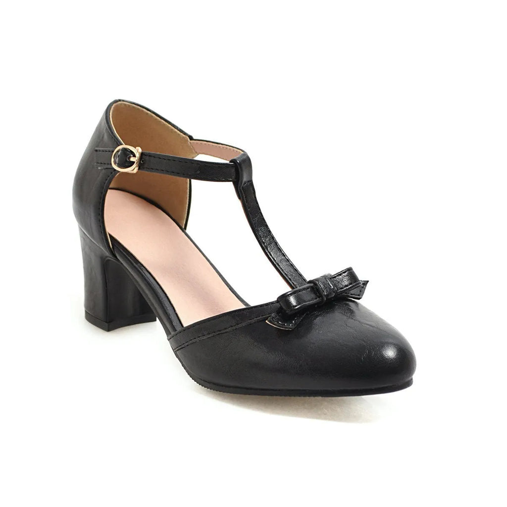 Women's chunky heel sandals with 6.5cm mid-heel, adjustable buckle strap, and round toe design in apricot colour