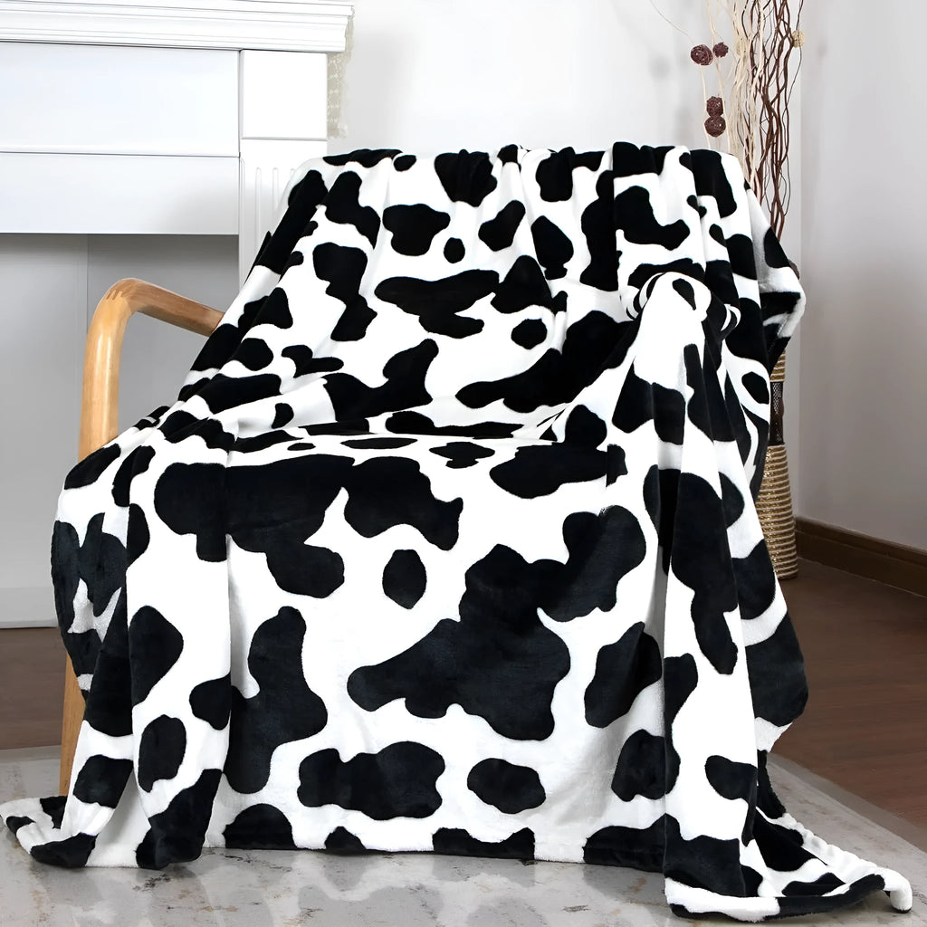 Cows pattern printed flannel digital blanket, 100x150cm polyester throw in a choice of 15 colours