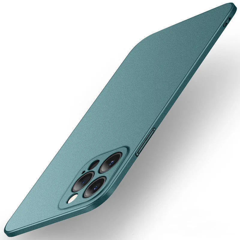 Rock and sand texture plastic back cover case for iPhone, shown in dark green colour.