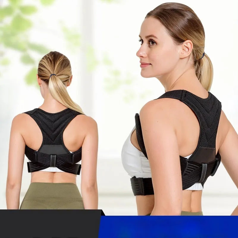 Black anti-humpback correction belt for posture support during sports activities