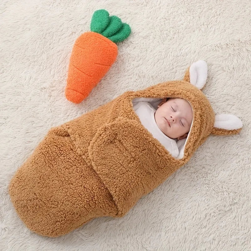 Baby wearing adjustable cotton swaddle sleep sack with velcro closure