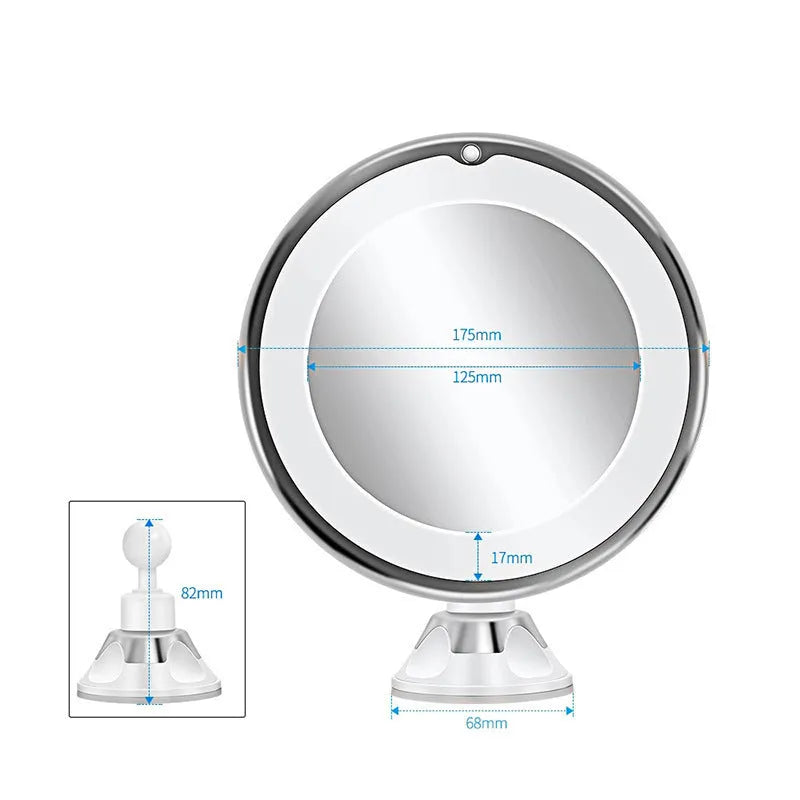 White LED make-up mirror with battery operation, plastic frame, 17.5 x 21cm, bright LED lights
