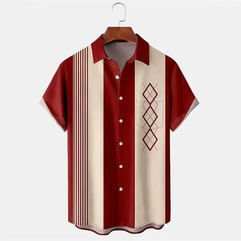 Man wearing a slim fit short sleeve casual shirt with a colourful floral 3D digital print.