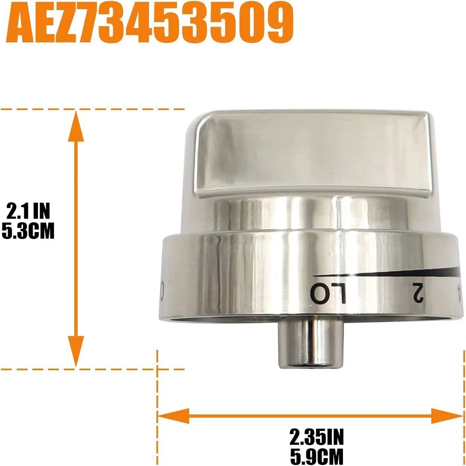 Silver metal oven stove knob replacement part 5.3cm diameter