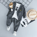Children's three-piece suit in cotton knit fabric with coat, trousers and t-shirt