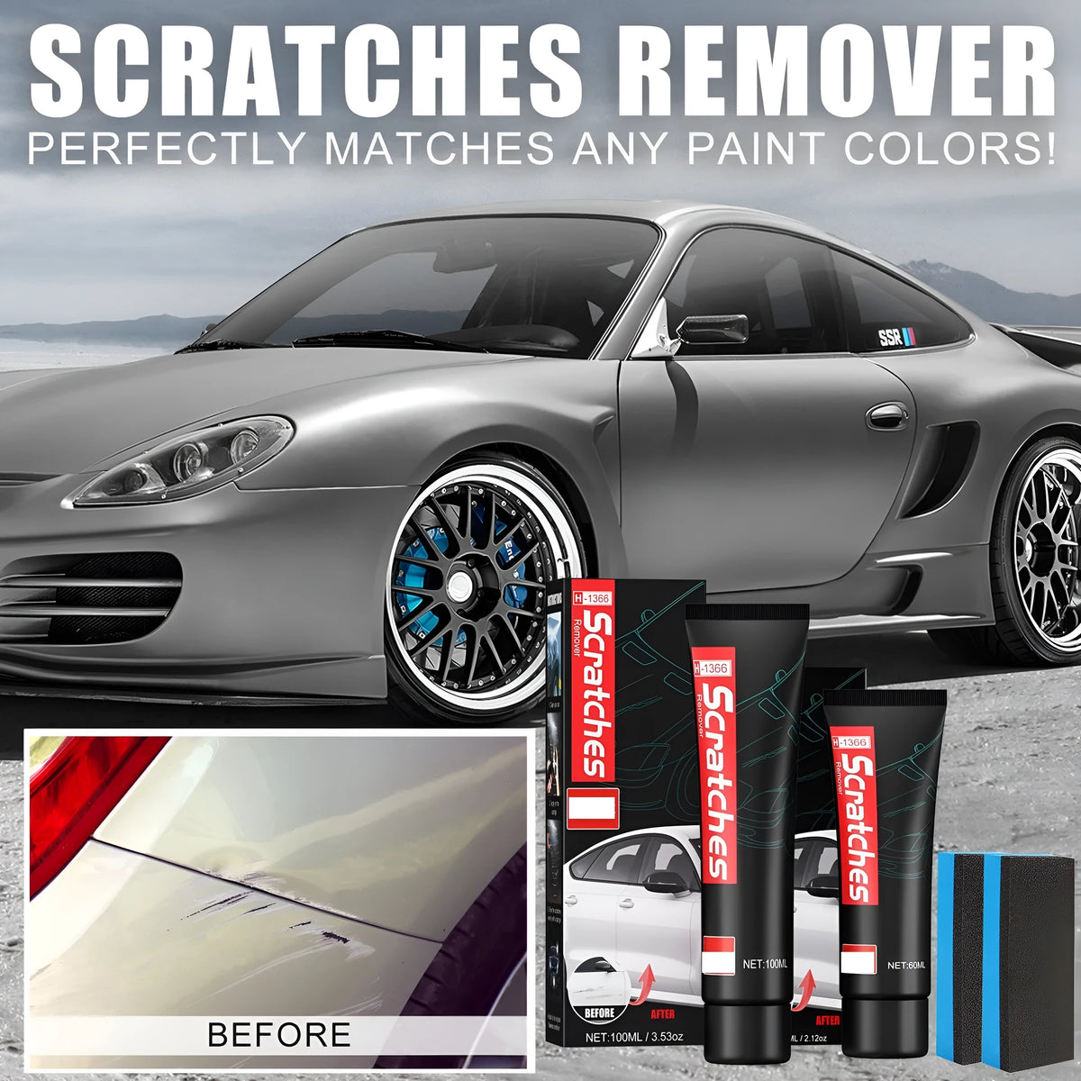 60ml tube of automotive scratch repair cream for car paint scratches