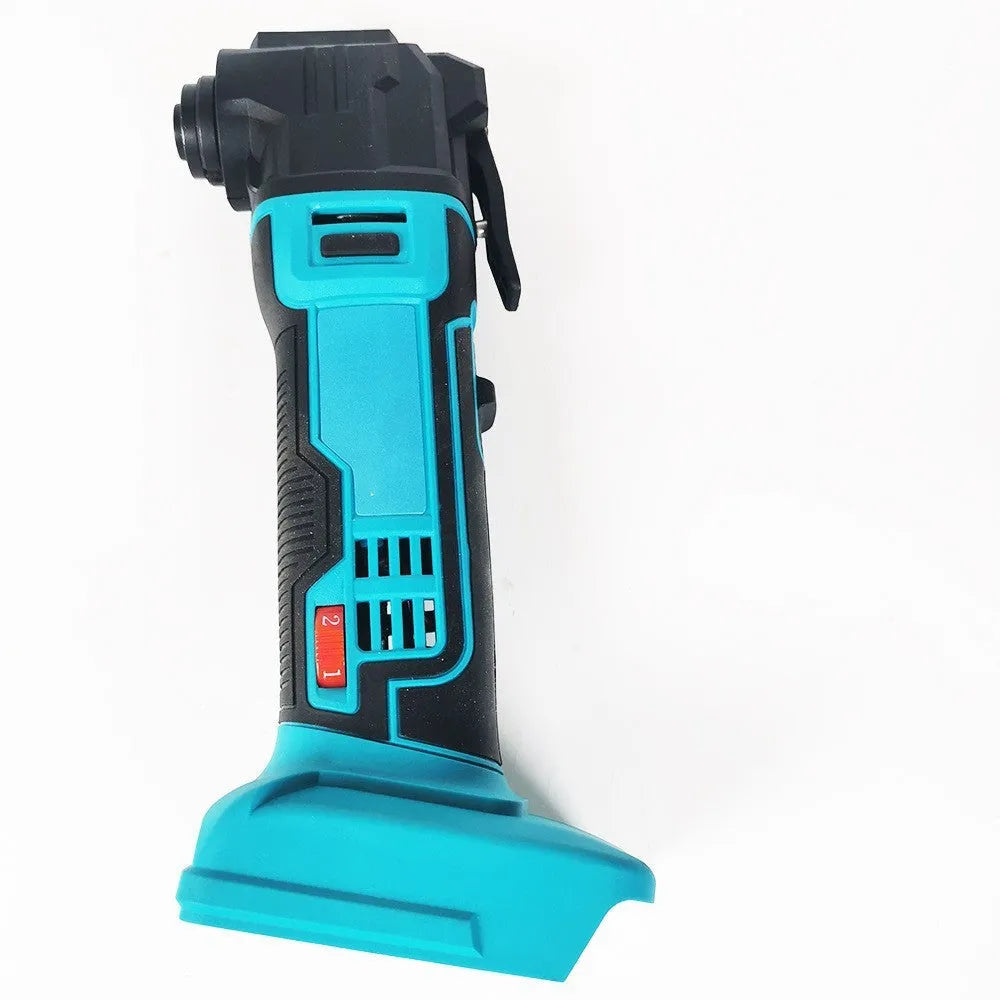 Rechargeable brushless lithium battery trimming machine with metal construction and plastic storage box containing accessories