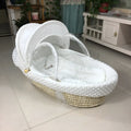 Portable multifunctional cradle bed with mosquito net and mat, in silver or white, with optional pine frame.