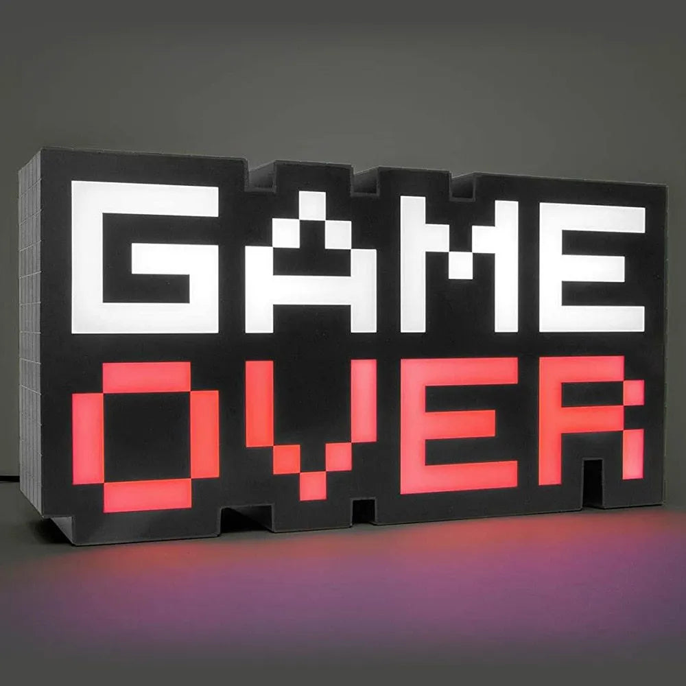 Game Over game atmosphere light with LED, PVC shade, 110V button switch, USB style and Photo Colour option