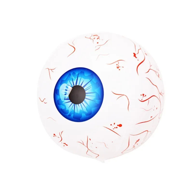 Green Halloween eyeball balloon with bloodshot pattern, 40 cm diameter when inflated