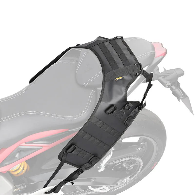 Black polyester motorcycle fuel tank mount base measuring 100×40cm with expanded size to 100×41cm