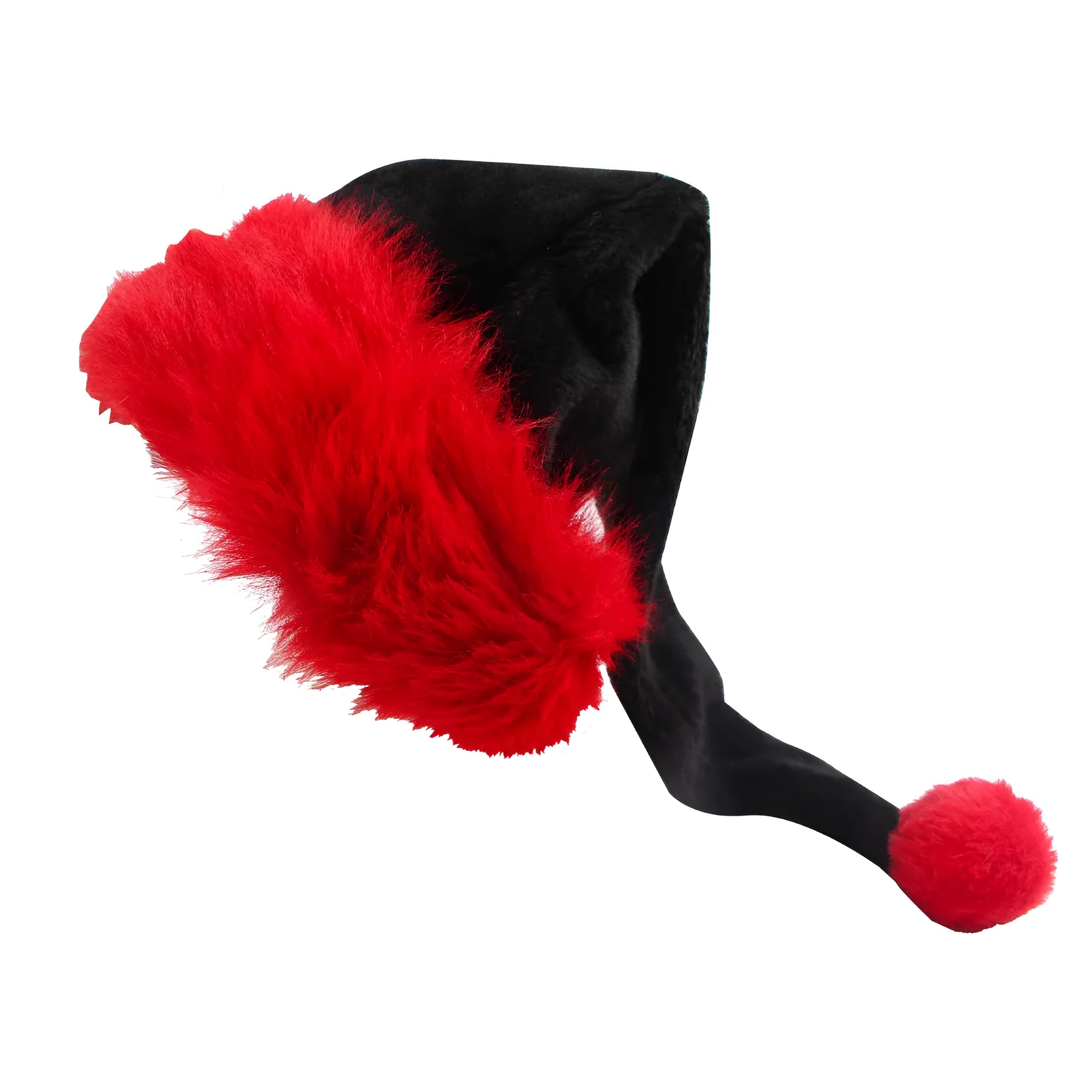 Black Christmas plush hat with 56 cm diameter and thickened polyester material